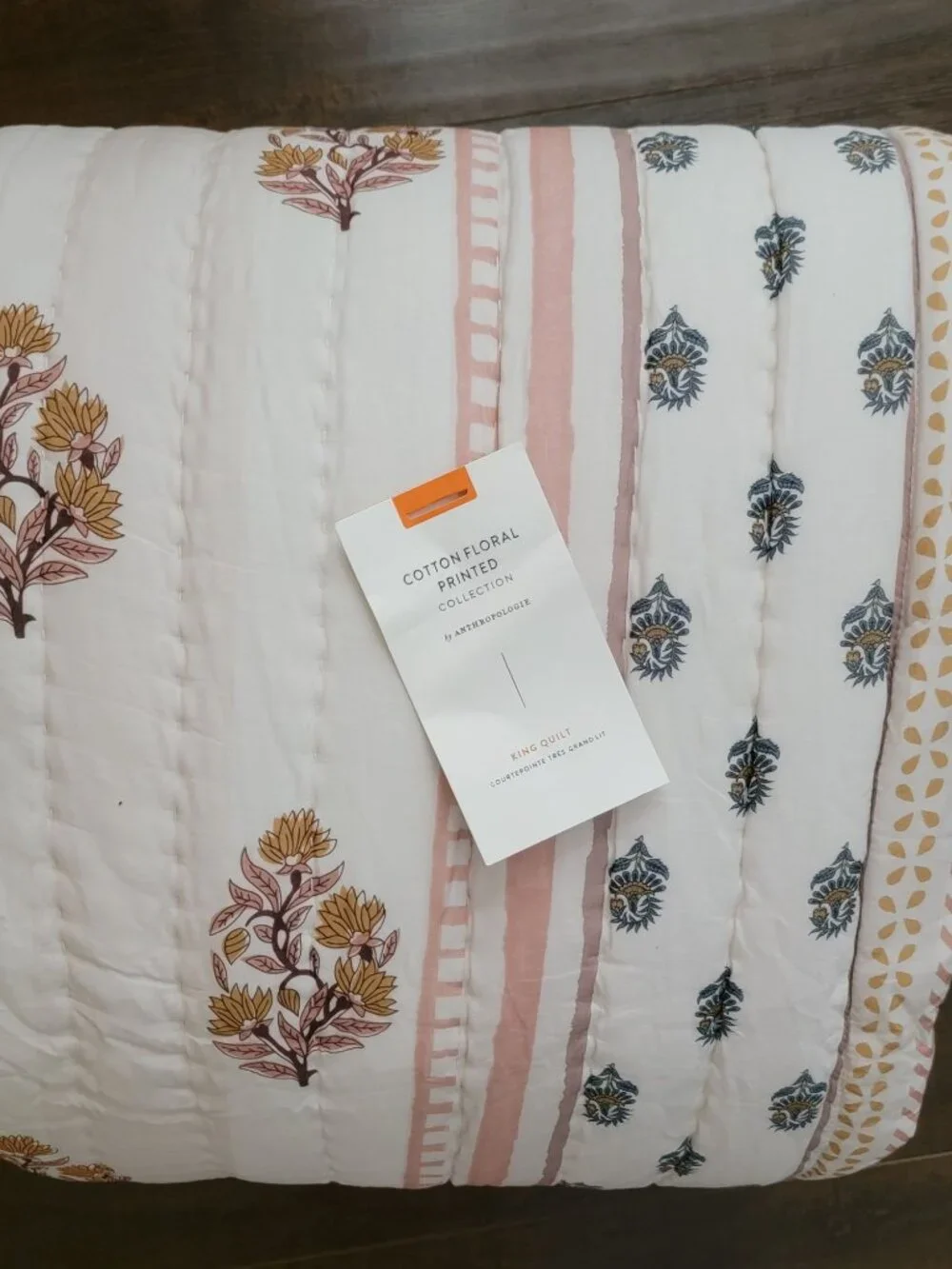 Anthropologie Khira Printed Cotton Voile Floral King Quilt Comforter Luxury